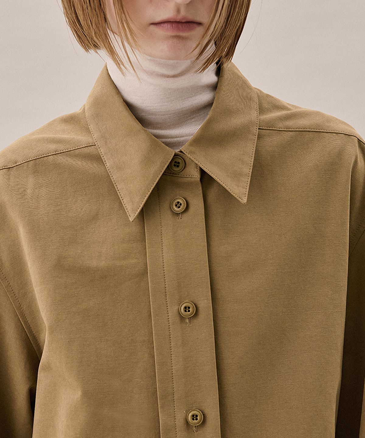 아위(AHWE) COTTON BLEND OVERSHIRT_DARK BEIGE