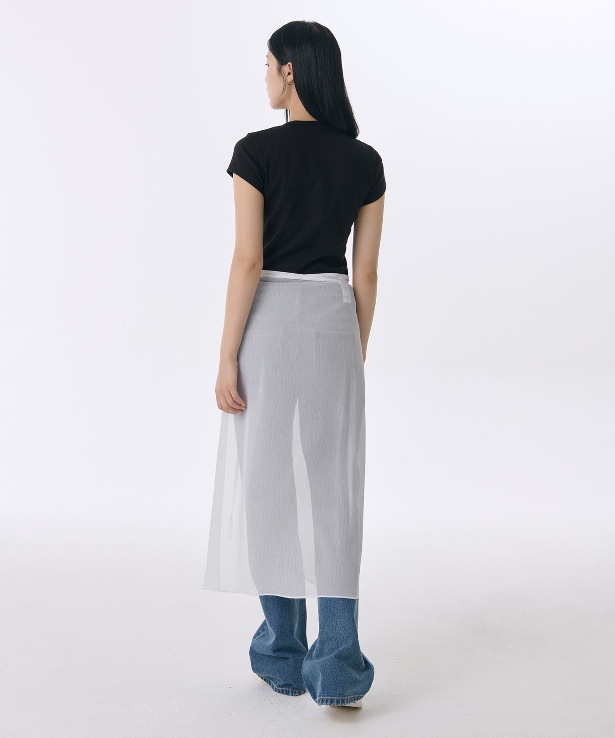 무신사 스탠다드 우먼(MUSINSA STANDARD WOMAN) 우먼즈 시어 크링클 레이어드 랩 스커트_롱 [화이트]