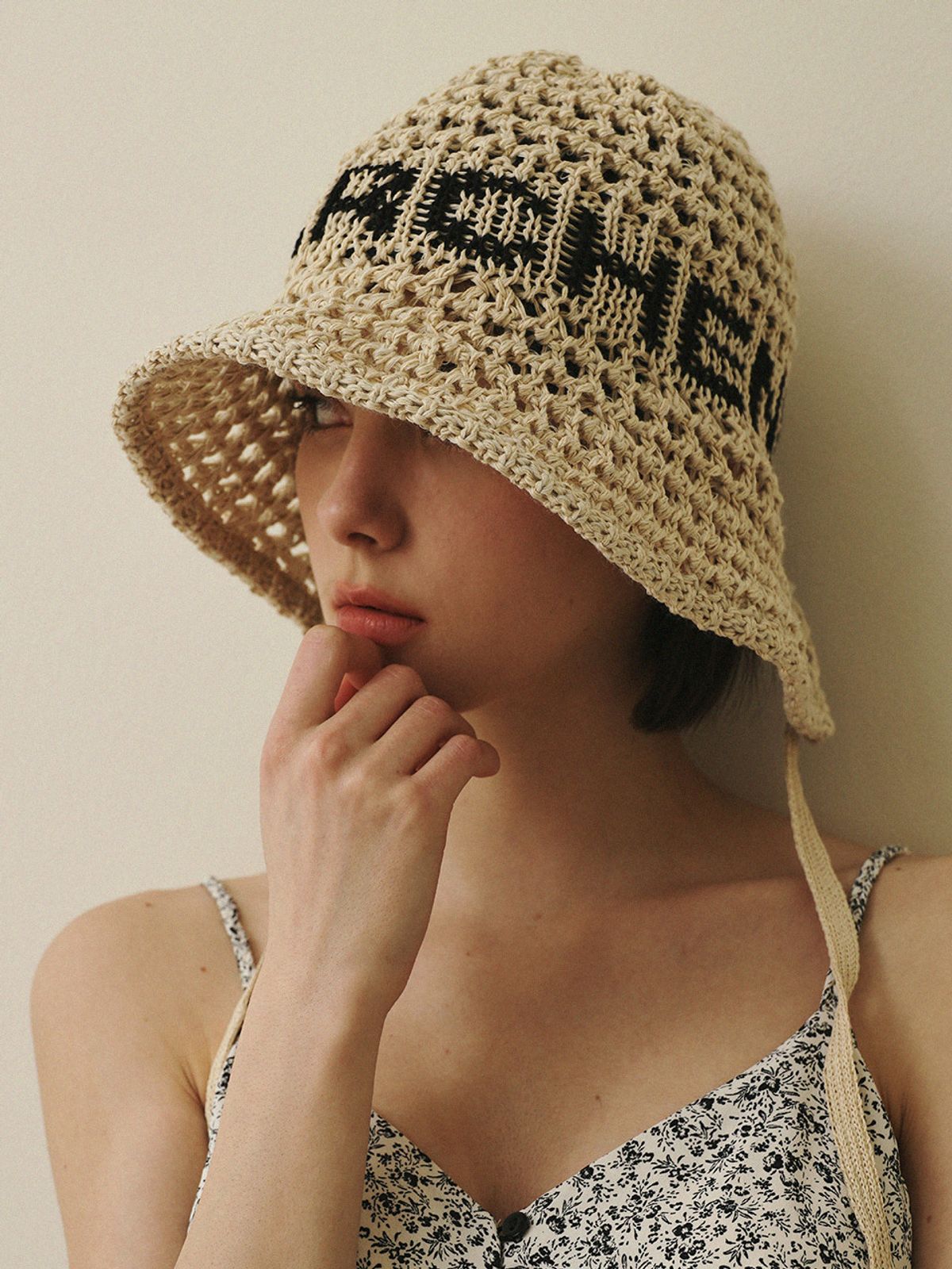 메르헨(MERCHEN) Logo knitting strap bucket hat_5color