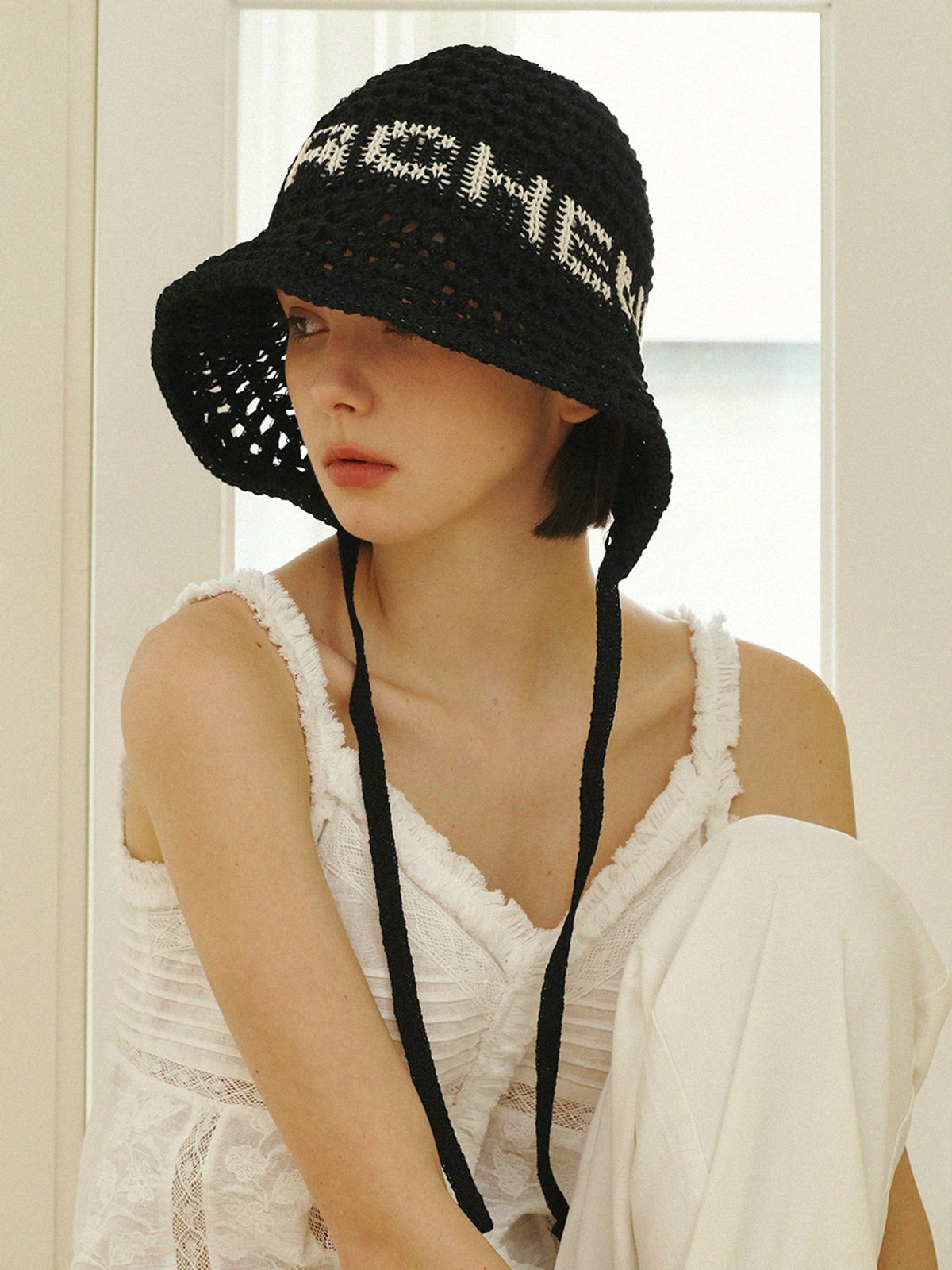 메르헨(MERCHEN) Logo knitting strap bucket hat_5color