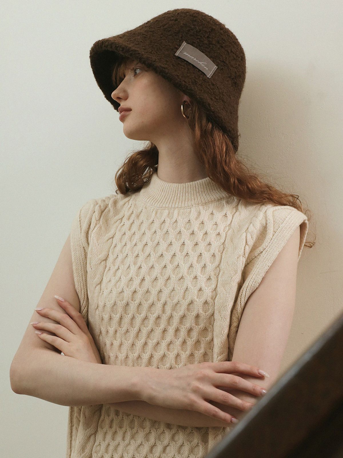 메르헨(MERCHEN) Signature boucle bucket hat_4color