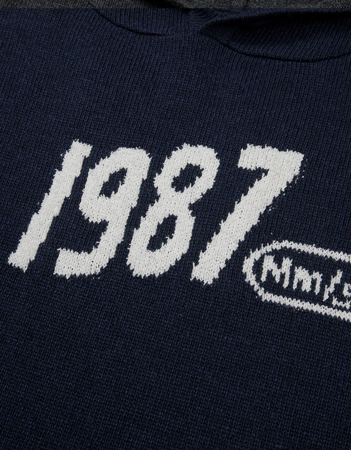 엠엠엘지(MMLG) [Mmlg] WAVY LOGO HOOD KNIT (NAVY)