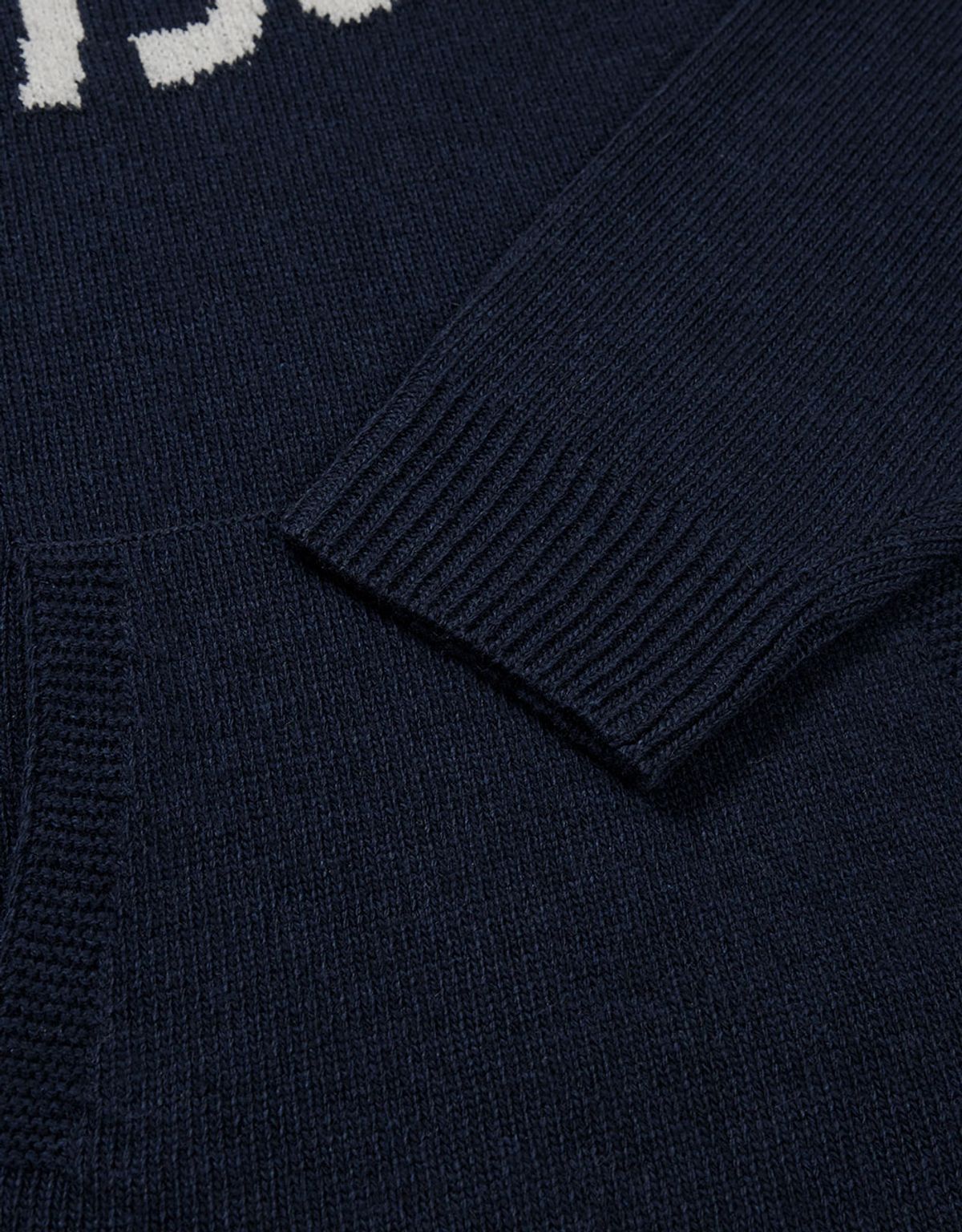 엠엠엘지(MMLG) [Mmlg] WAVY LOGO HOOD KNIT (NAVY)