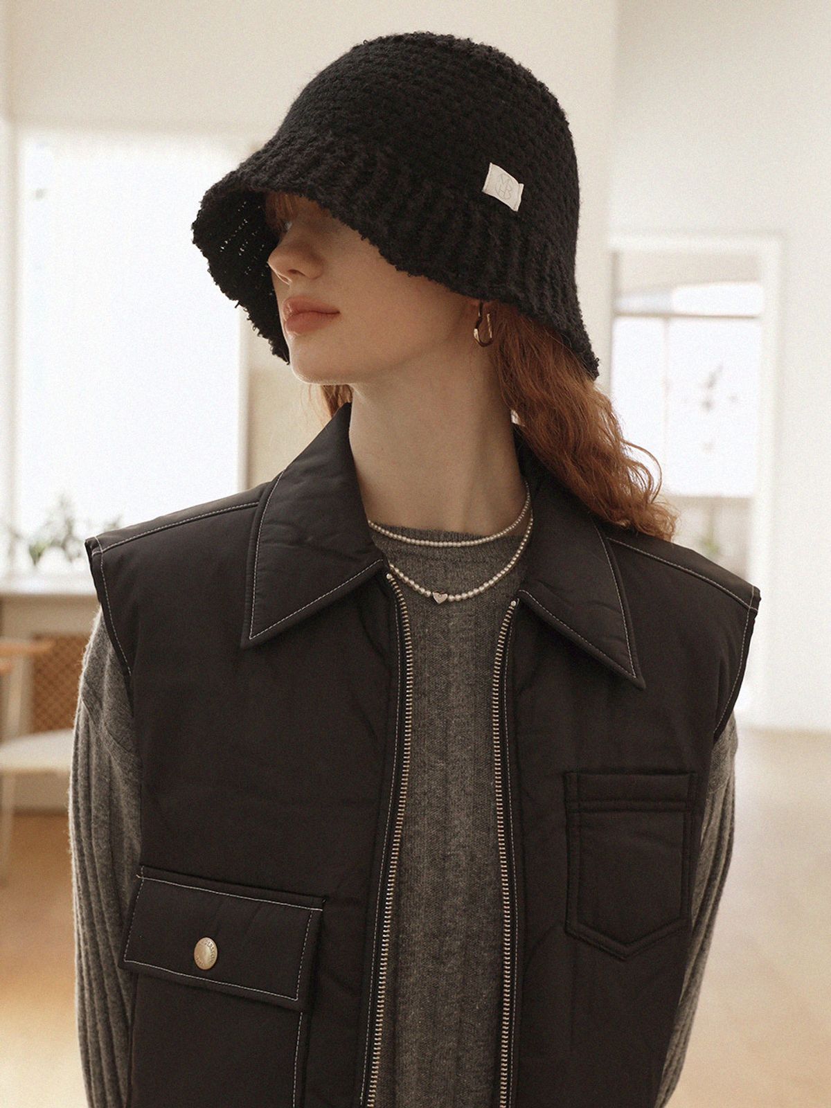 메르헨(MERCHEN) Loel knit crochet bucket hat_3color