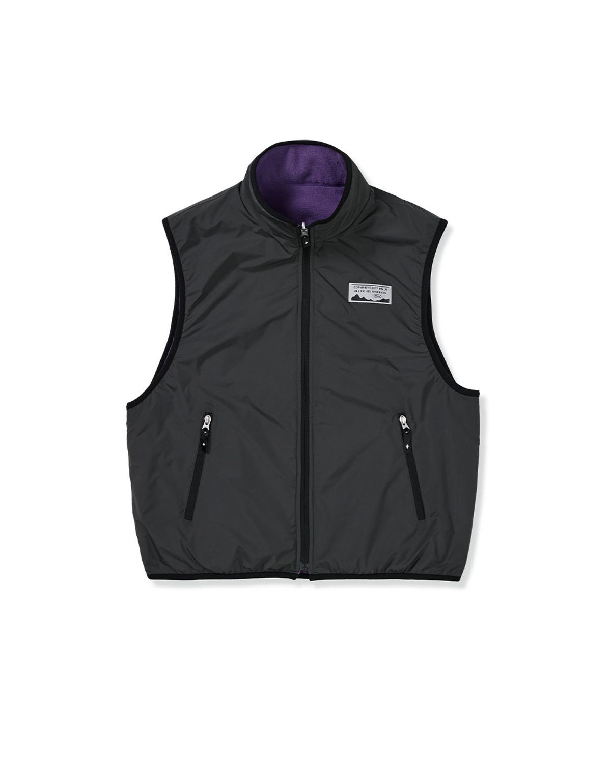 엠엠엘지(MMLG) [Mmlg] REVERSIBLE FLEECE VEST (PURPLE / CHARCOAL)