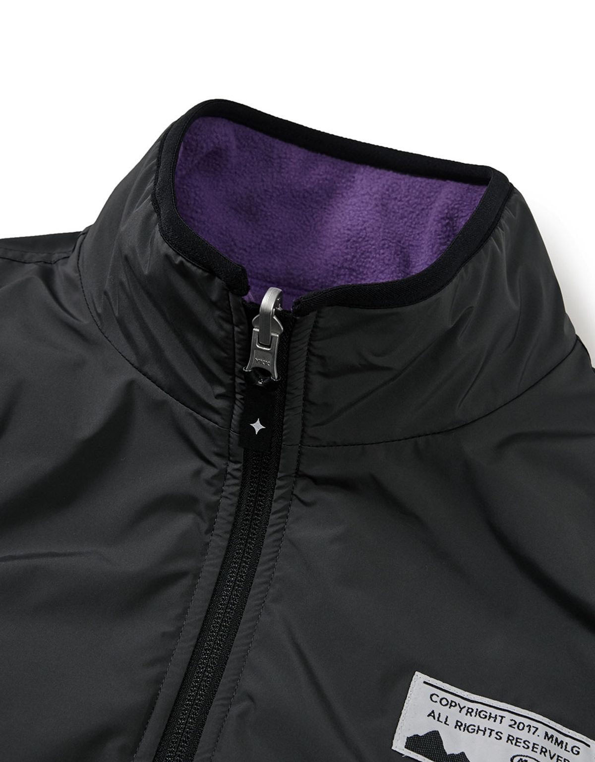엠엠엘지(MMLG) [Mmlg] REVERSIBLE FLEECE VEST (PURPLE / CHARCOAL)