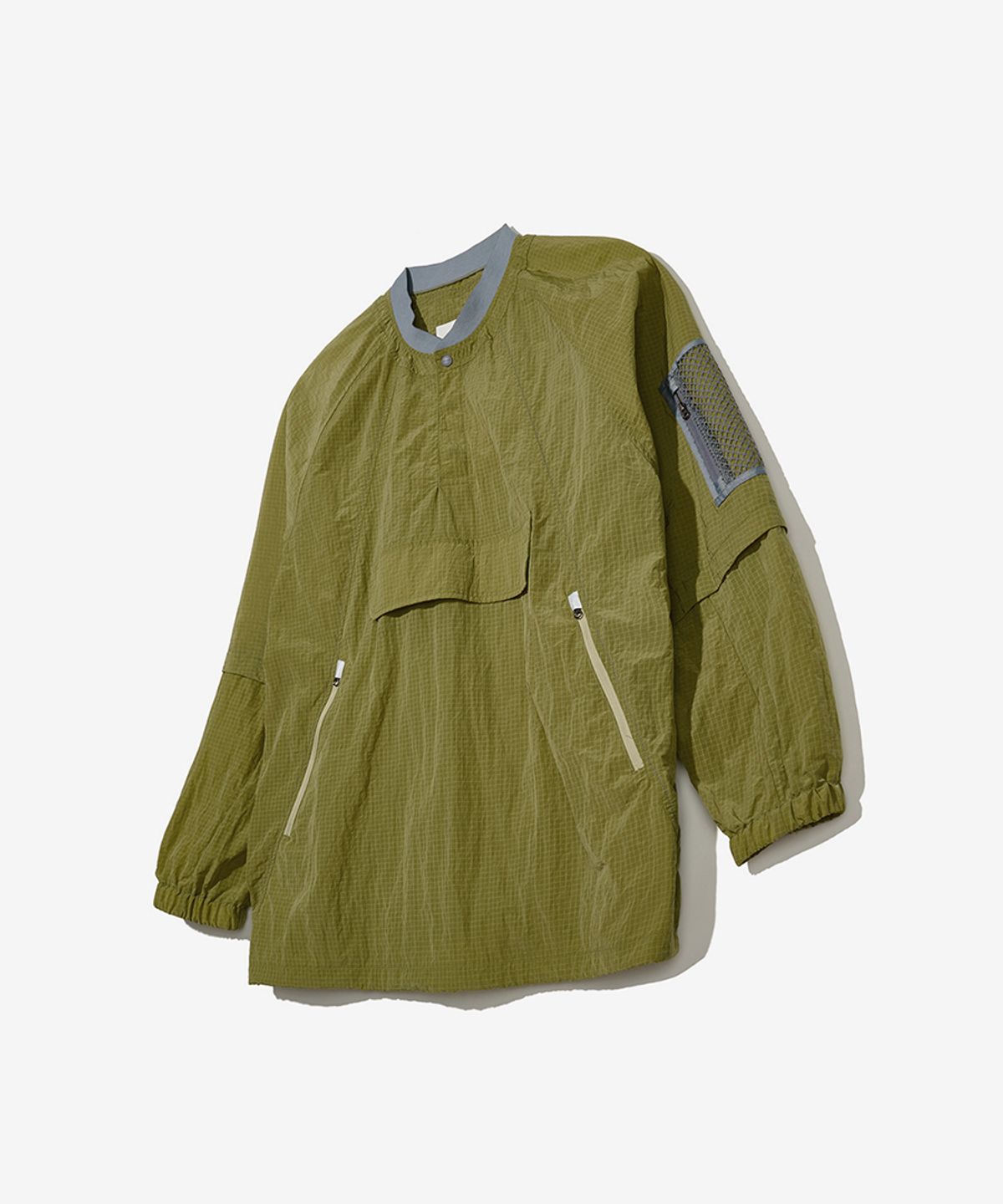 논타입(NONTYPE) MESH PANELED ANORAK (GREEN)