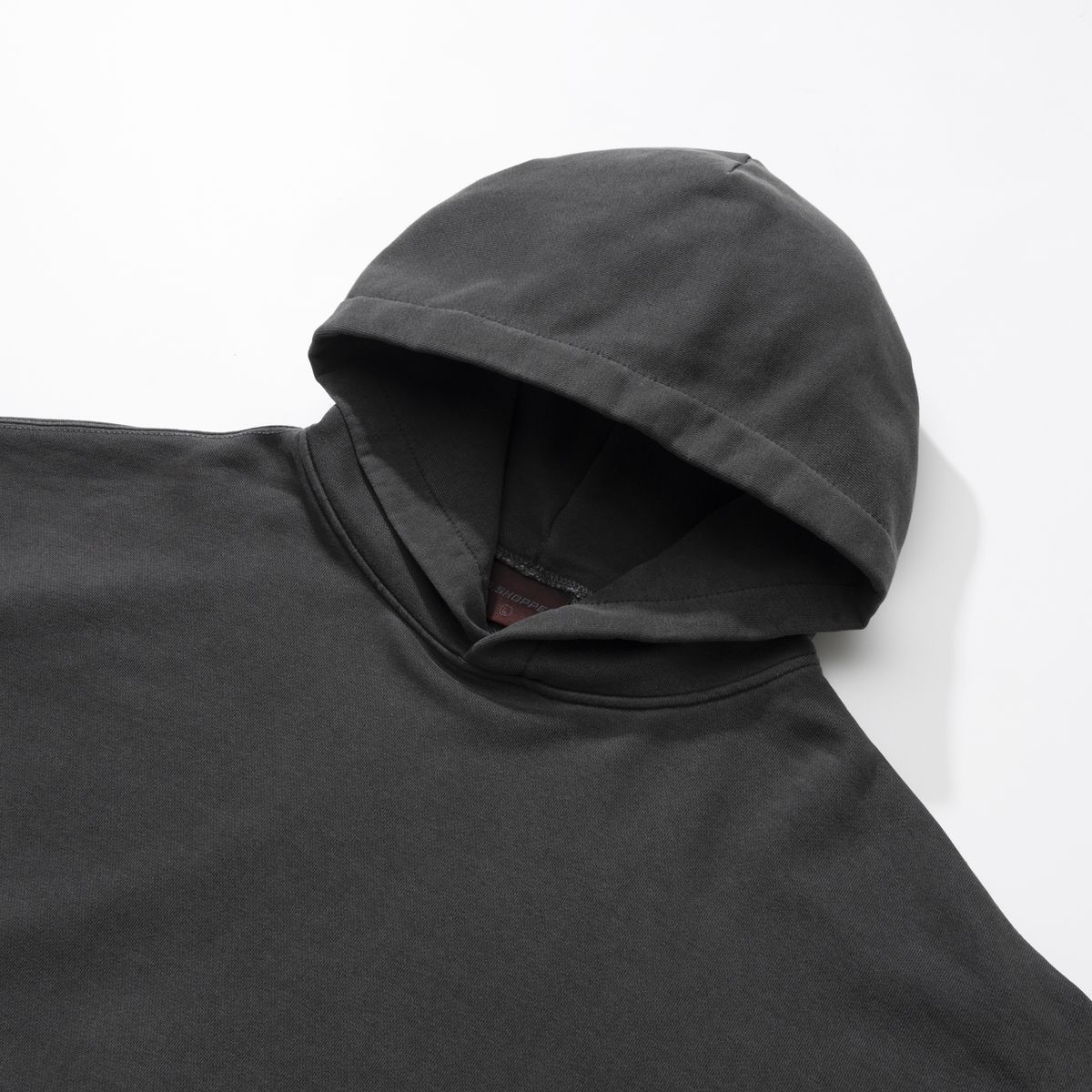 피에스쇼퍼(PSSHOPPER) 피그먼트 스몰로고 후드 [다크 그레이]
