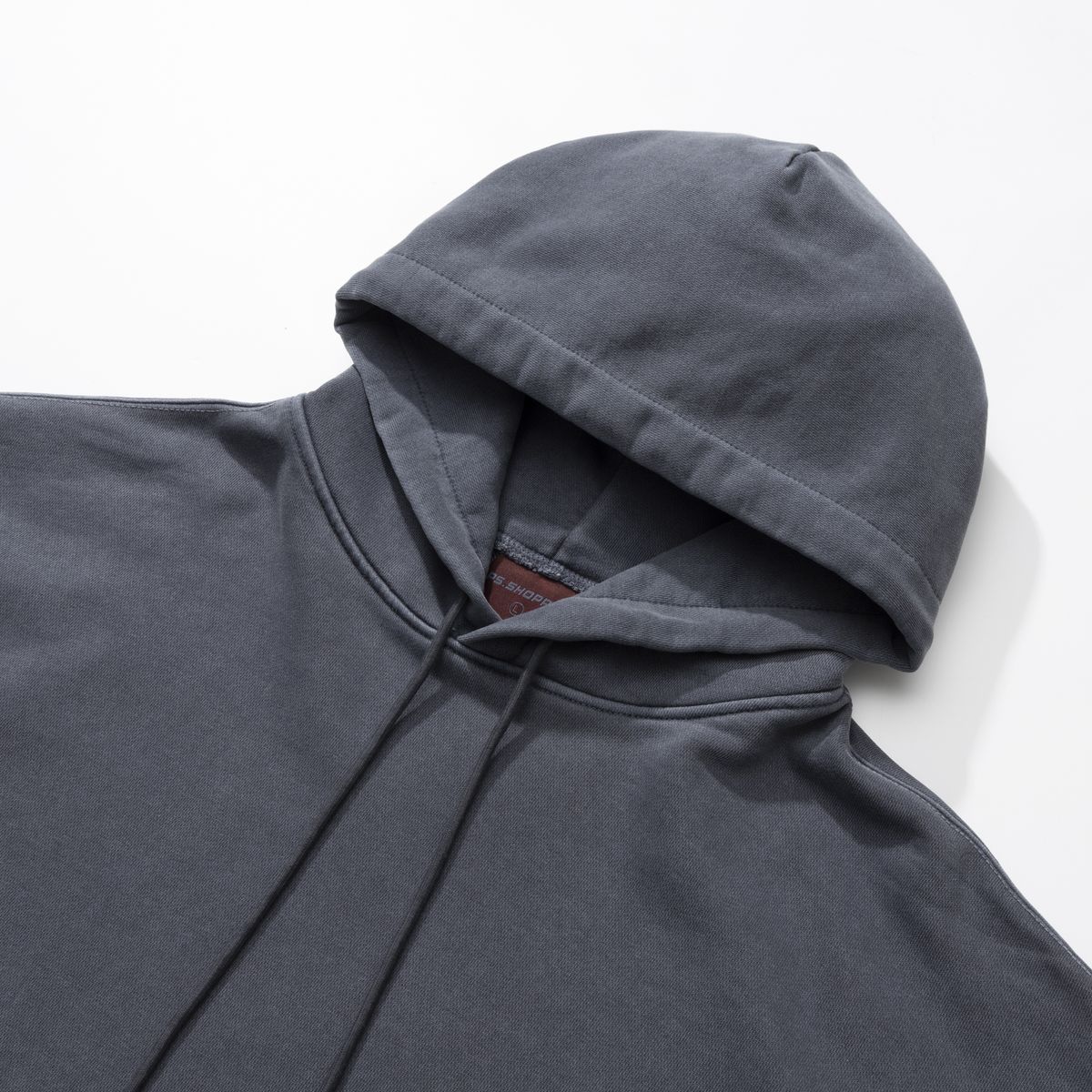 피에스쇼퍼(PSSHOPPER) 피그먼트 스몰로고 크롭 컷팅 후드 [네이비]