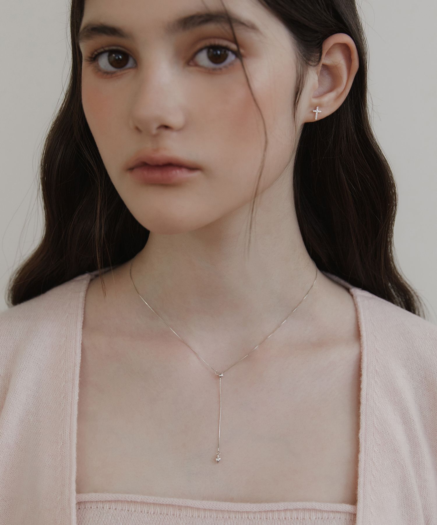 MUSINSA | TATIANA (Silver 925) Heart Tail Y Line Necklace NZ2425