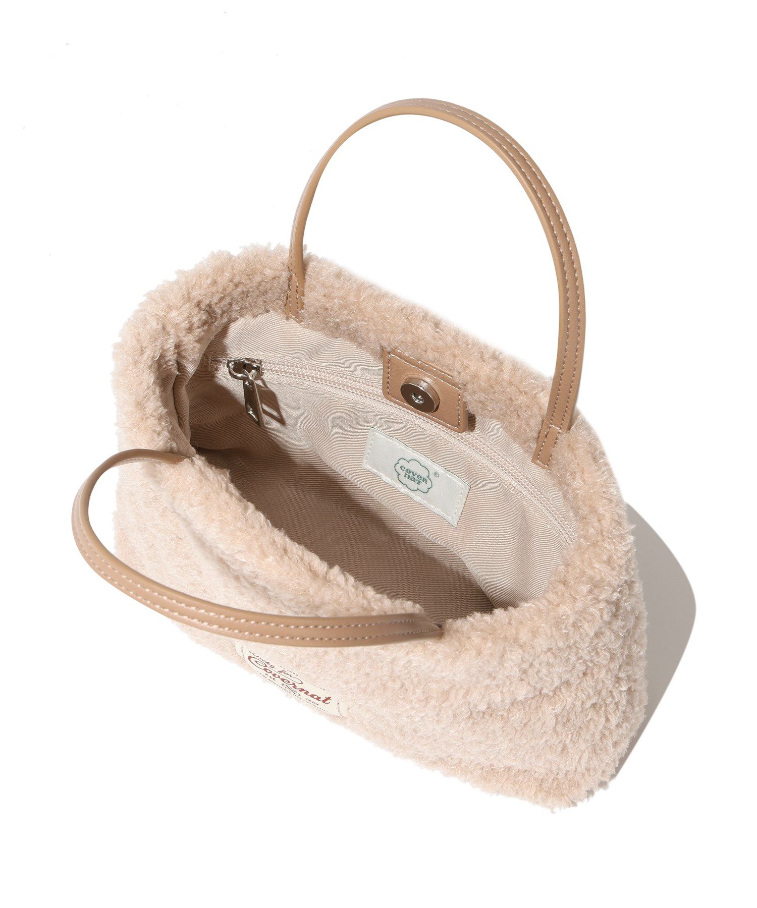 ★COVERNAT WOMAN★ Cloverheart Fluffy Medium Tote Bag Beige MUSINSA | COVERNAT WOMAN Clover Heart Fluffy Tote Bag Beige