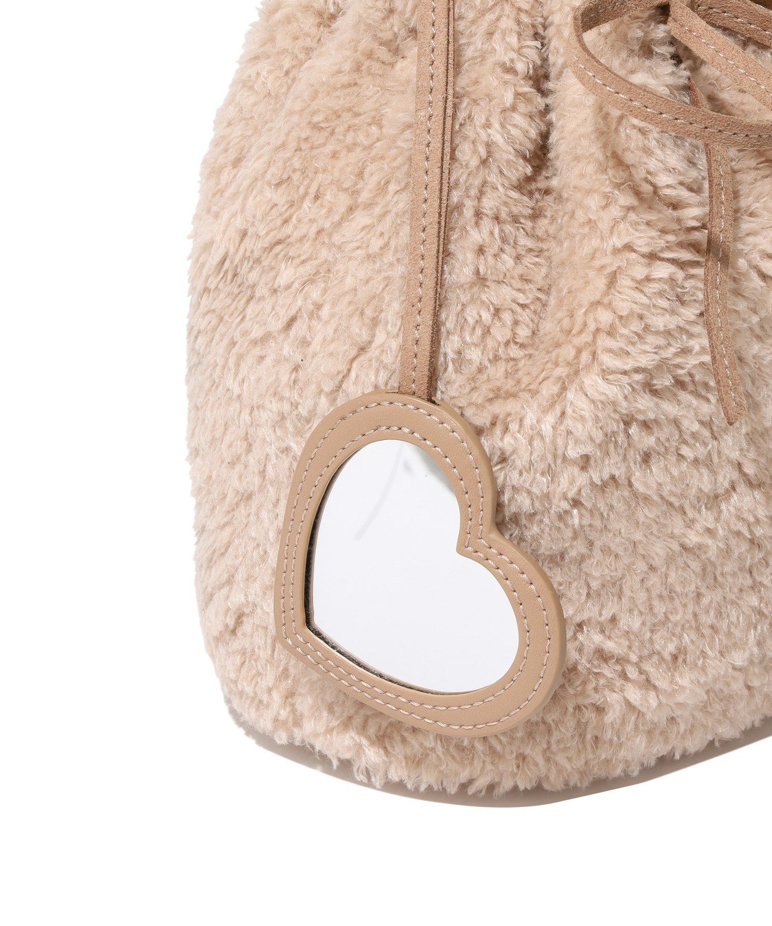 ★COVERNAT WOMAN★ Cloverheart Fluffy Bucket Bag Beige CO240 MUSINSA | COVERNAT WOMAN Clover Heart Fluffy Bucket Bag Beige