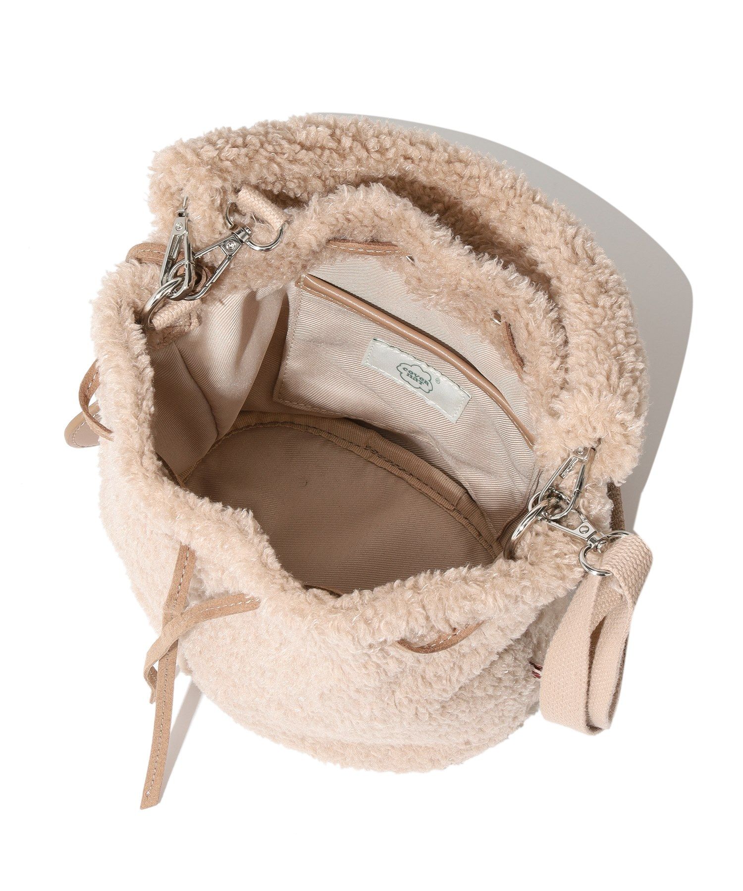 ★COVERNAT WOMAN★ Cloverheart Fluffy Bucket Bag Beige CO240 MUSINSA公式 | COVERNAT WOMAN Clover Heart Fluffy Bucket Bag