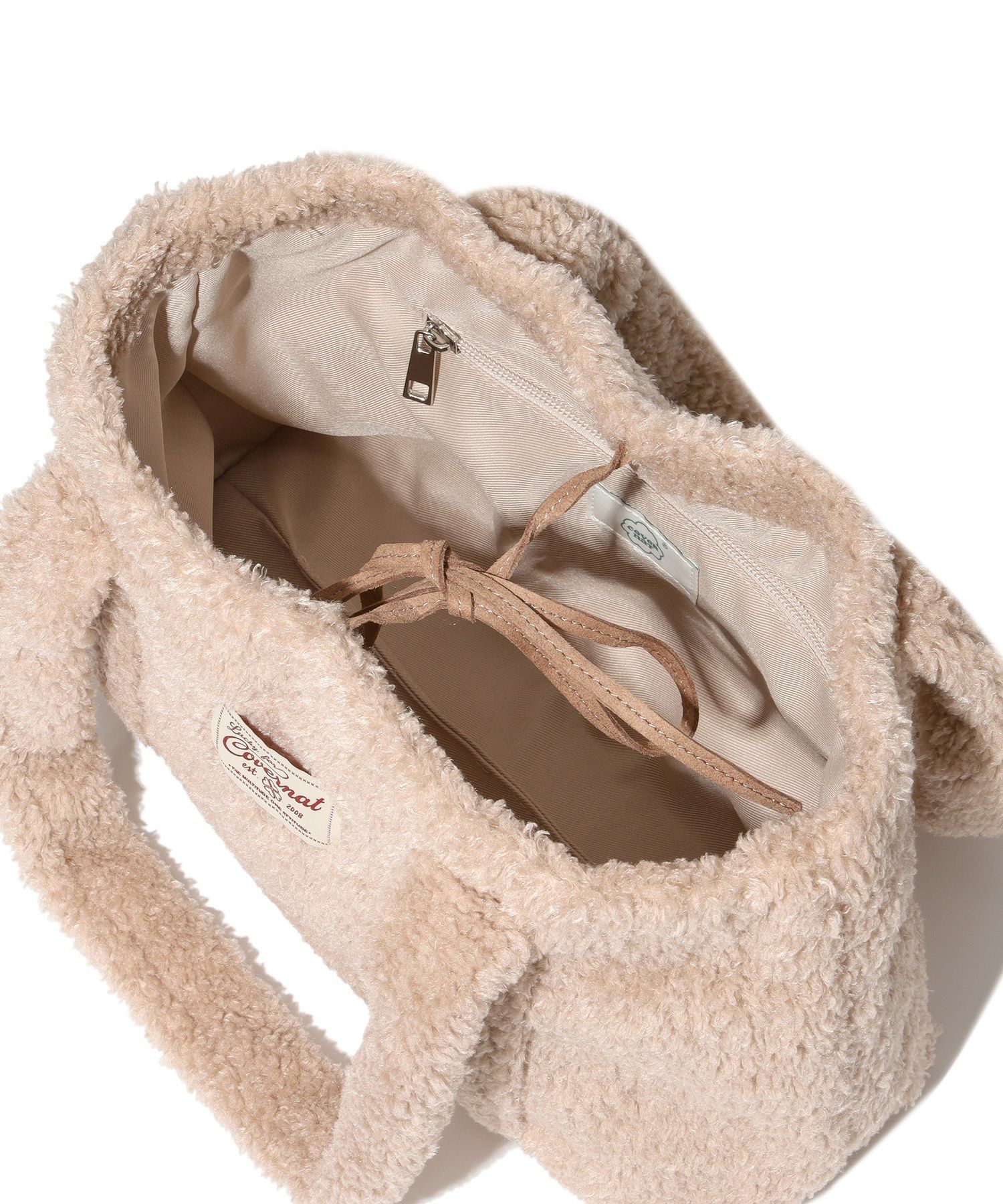 ★COVERNAT WOMAN★ Cloverheart Fluffy Medium Tote Bag Beige MUSINSA | COVERNAT WOMAN Clover Heart Fluffy Tote Bag Beige
