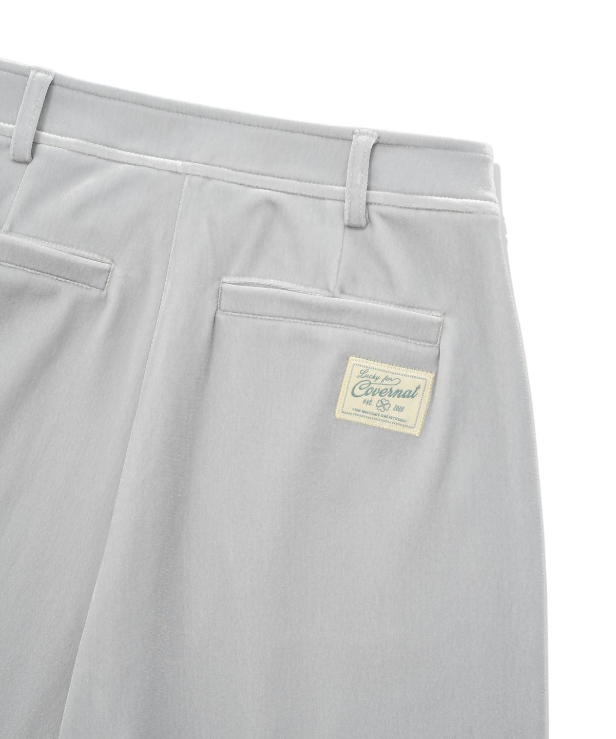 커버낫 우먼(COVERNAT WOMAN) 우먼 와이드 투턱 벨벳 팬츠 Sage Gray