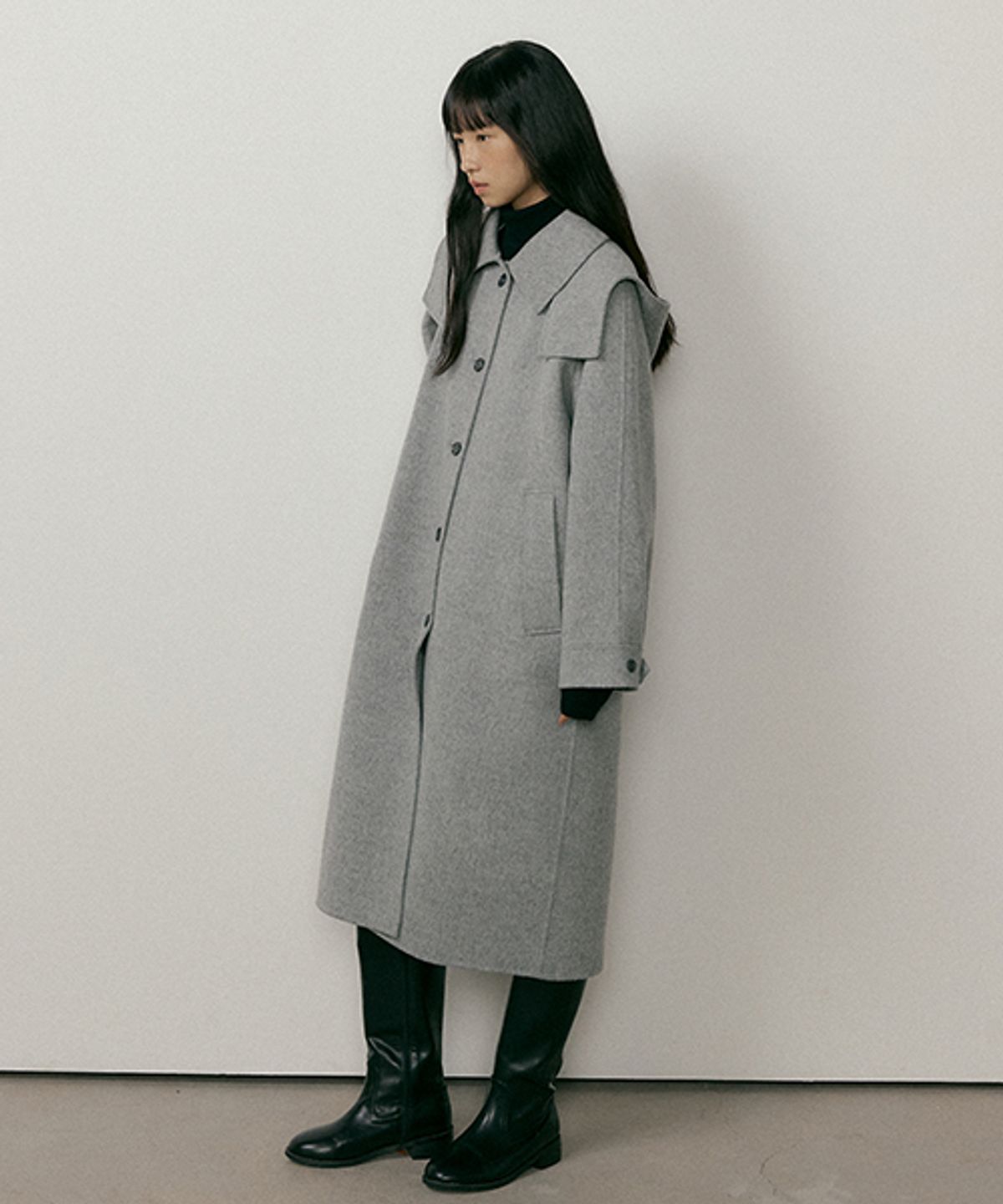 링서울(LINGSEOUL) handemade hooded long coat-gray