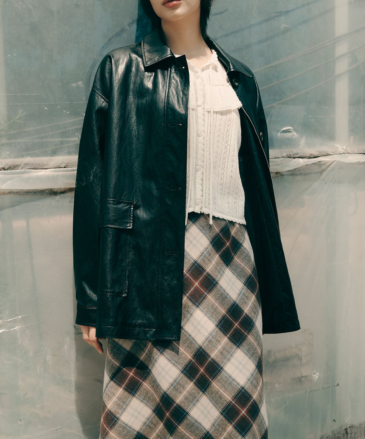 쎄미(SSEMI) LUCY LEATHER JACKET(BK)