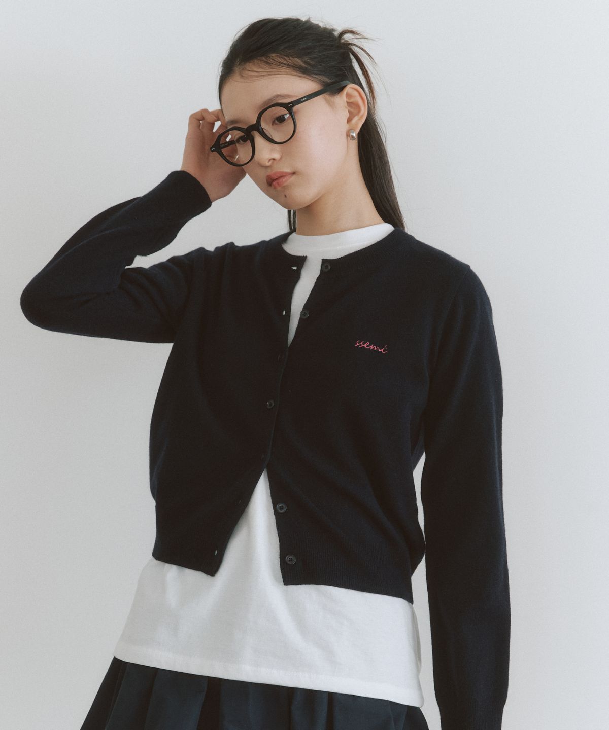 쎄미(SSEMI) CLASSIC WOOL CARDIGAN(NV)