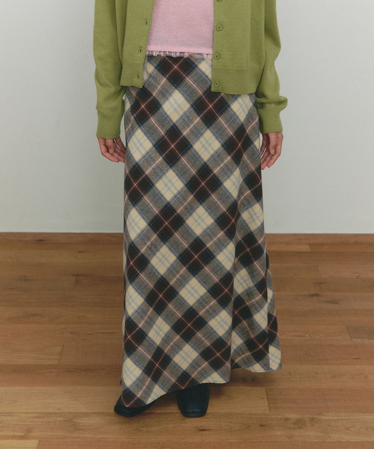 쎄미(SSEMI) CLASSIC CHECK LONG SKIRT