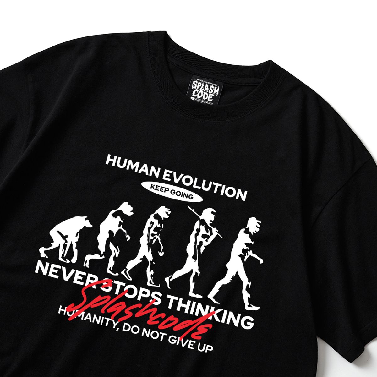 스플래시코드(SPLASHCODE) 반팔 티셔츠 블랙 - 진화(Human Evolution)