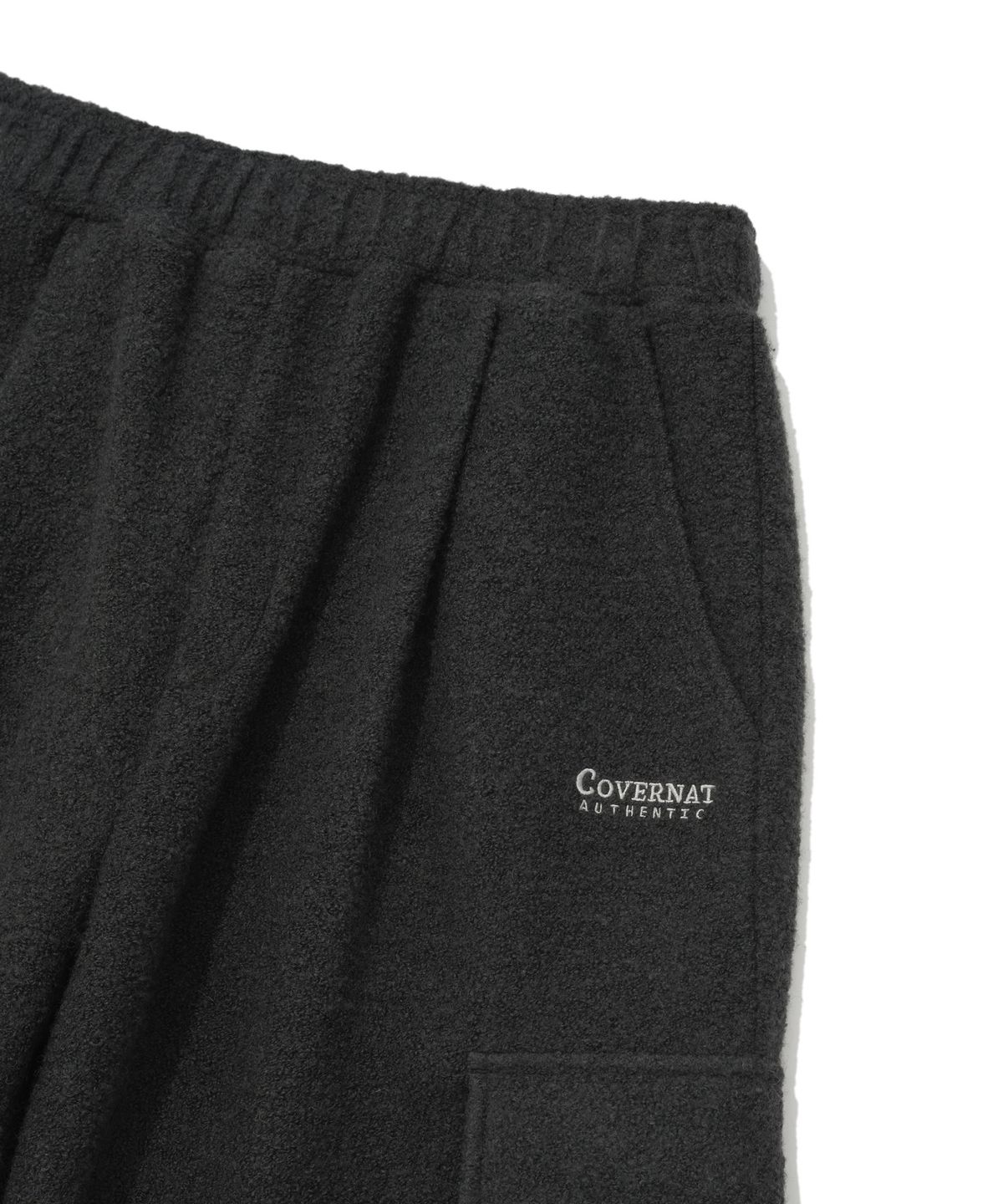 커버낫(COVERNAT) 부클 저지 원턱 세미와이드핏 카고 팬츠 차콜