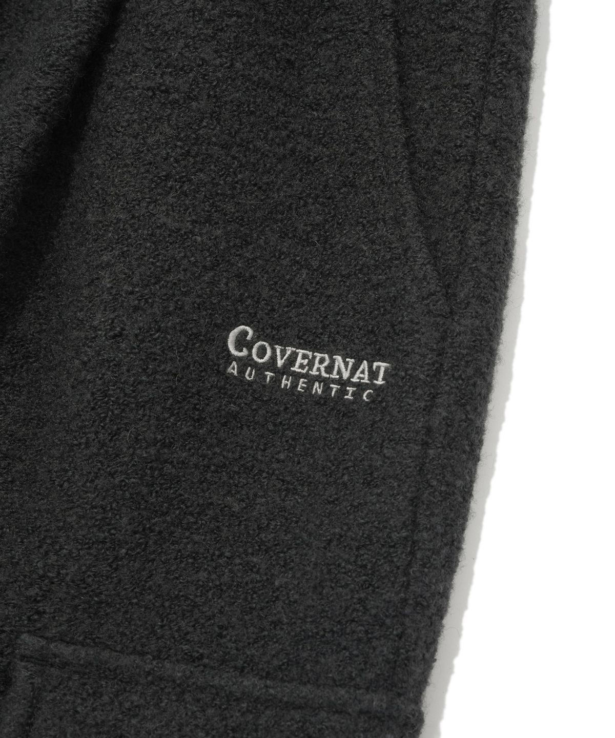 커버낫(COVERNAT) 부클 저지 원턱 세미와이드핏 카고 팬츠 차콜