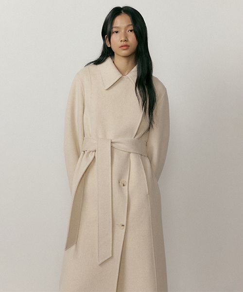 MUSINSA | LINGSEOUL handmade cashmere belted coat-oatmeal