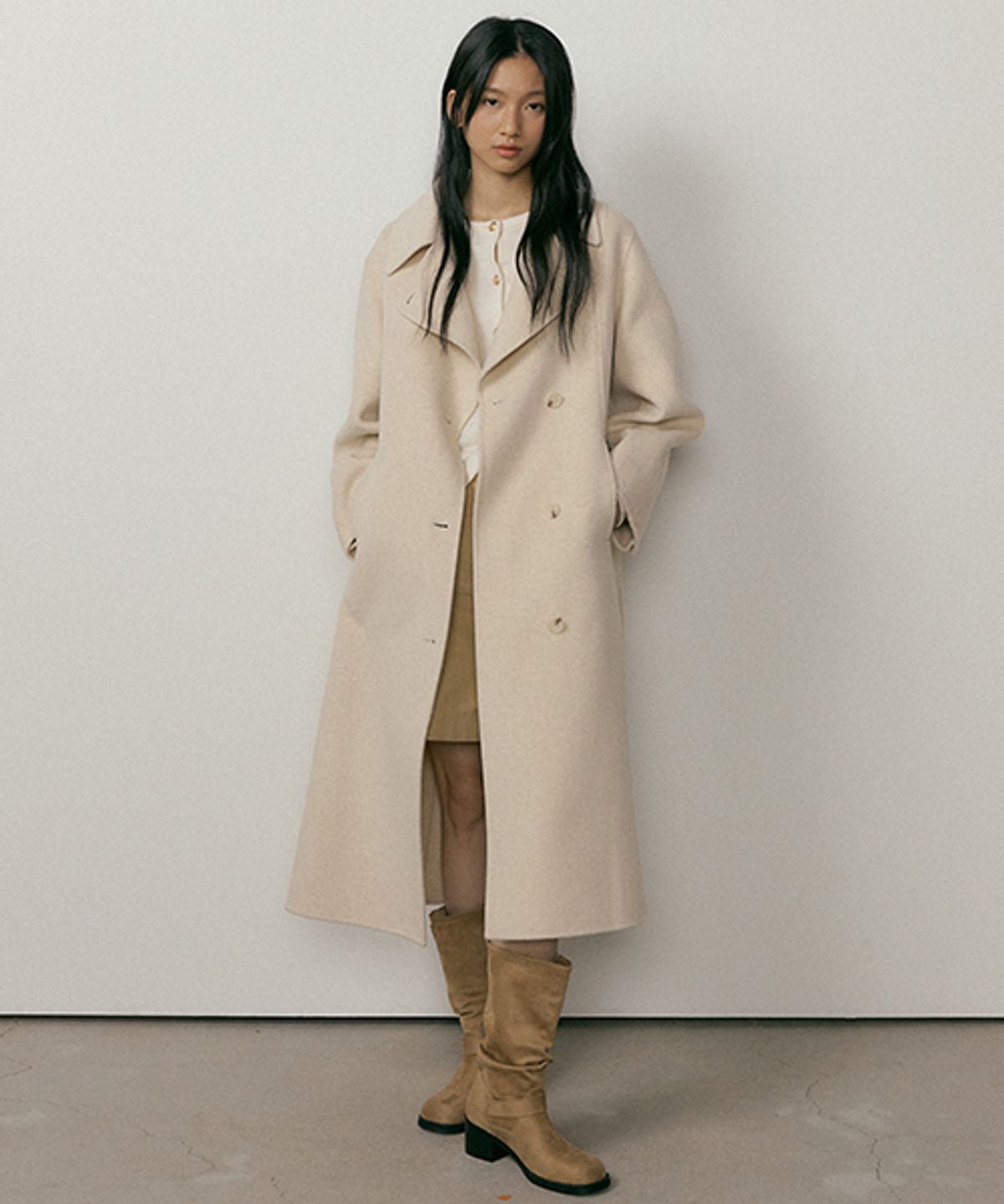 링서울(LINGSEOUL) handmade cashmere belted coat-oatmeal