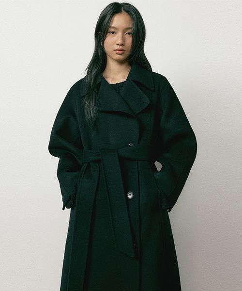 MUSINSA | LINGSEOUL handmade cashmere belted coat-black