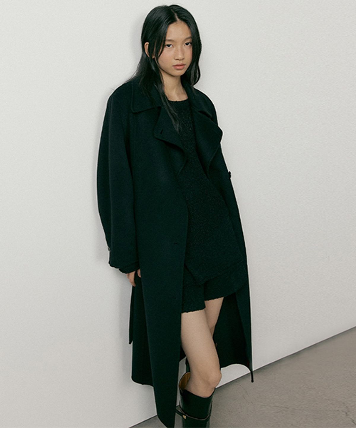 링서울(LINGSEOUL) handmade cashmere belted coat-black