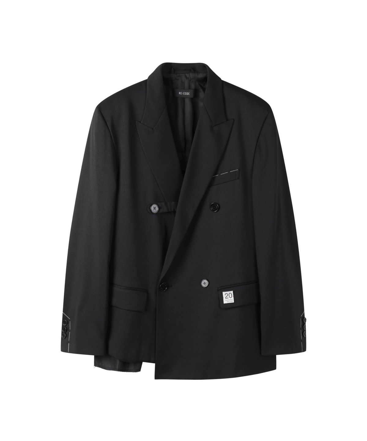 래코드(RECODE) Raw Edged Oversized Jacket_RKJAA24607BKX