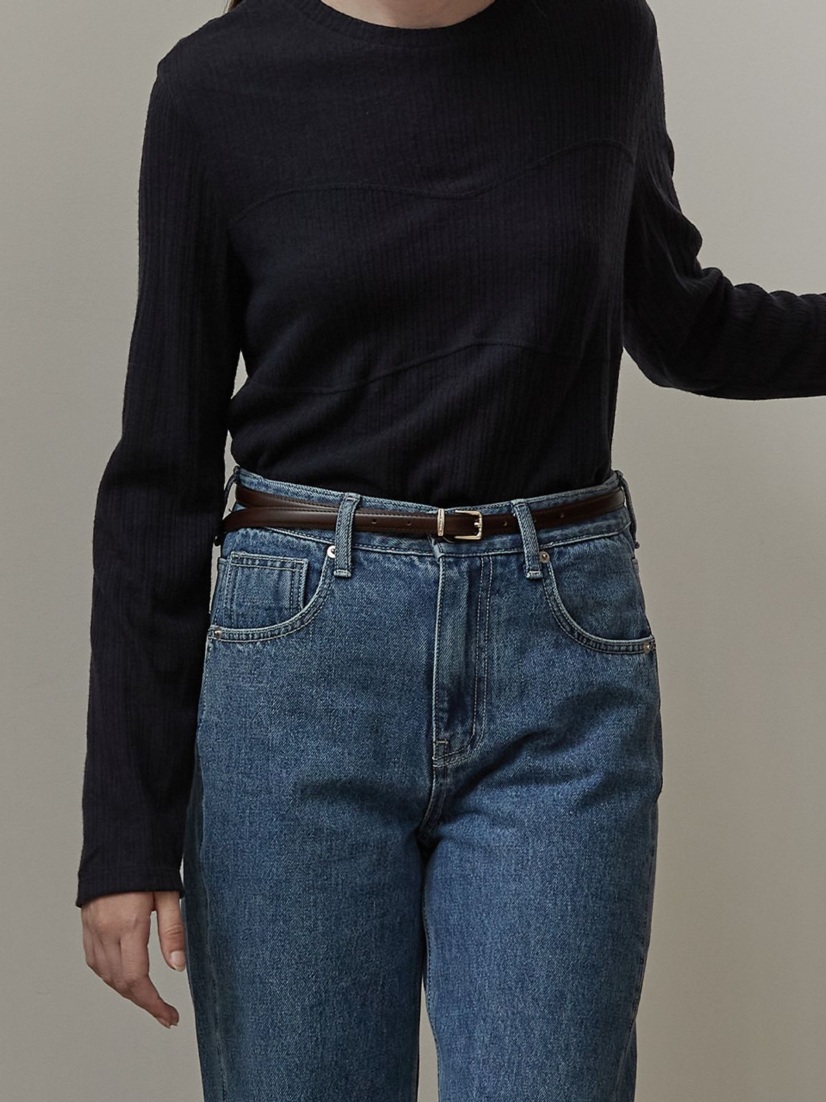비뮤즈맨션(BEMUSE MANSION) Bemuse leather thin belt - 2colors