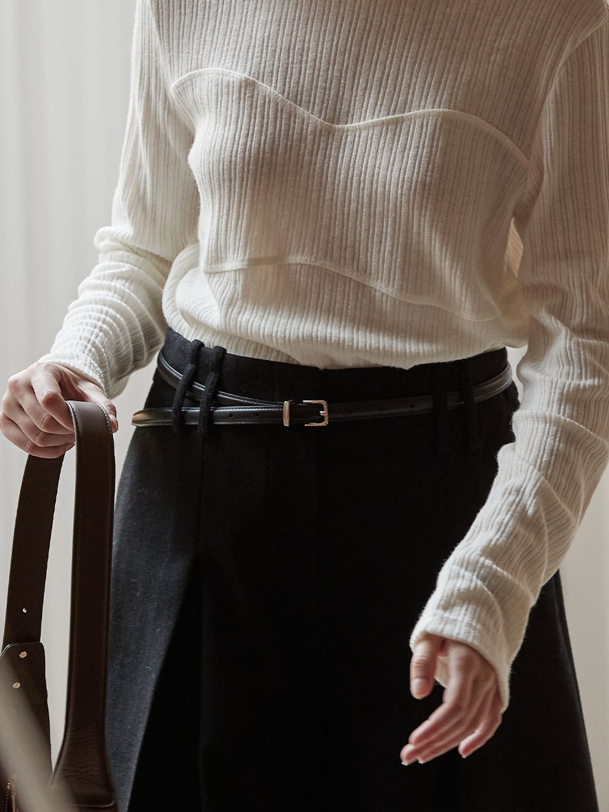 비뮤즈맨션(BEMUSE MANSION) Bemuse leather thin belt - 2colors
