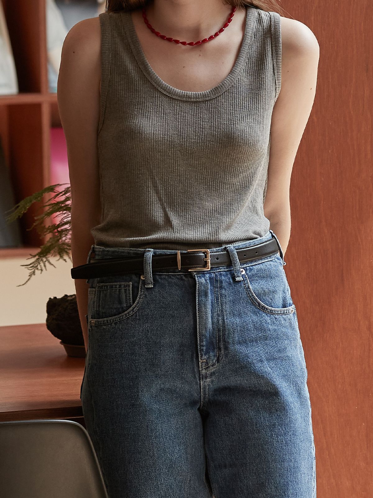 비뮤즈맨션(BEMUSE MANSION) Bemuse leather belt - Black