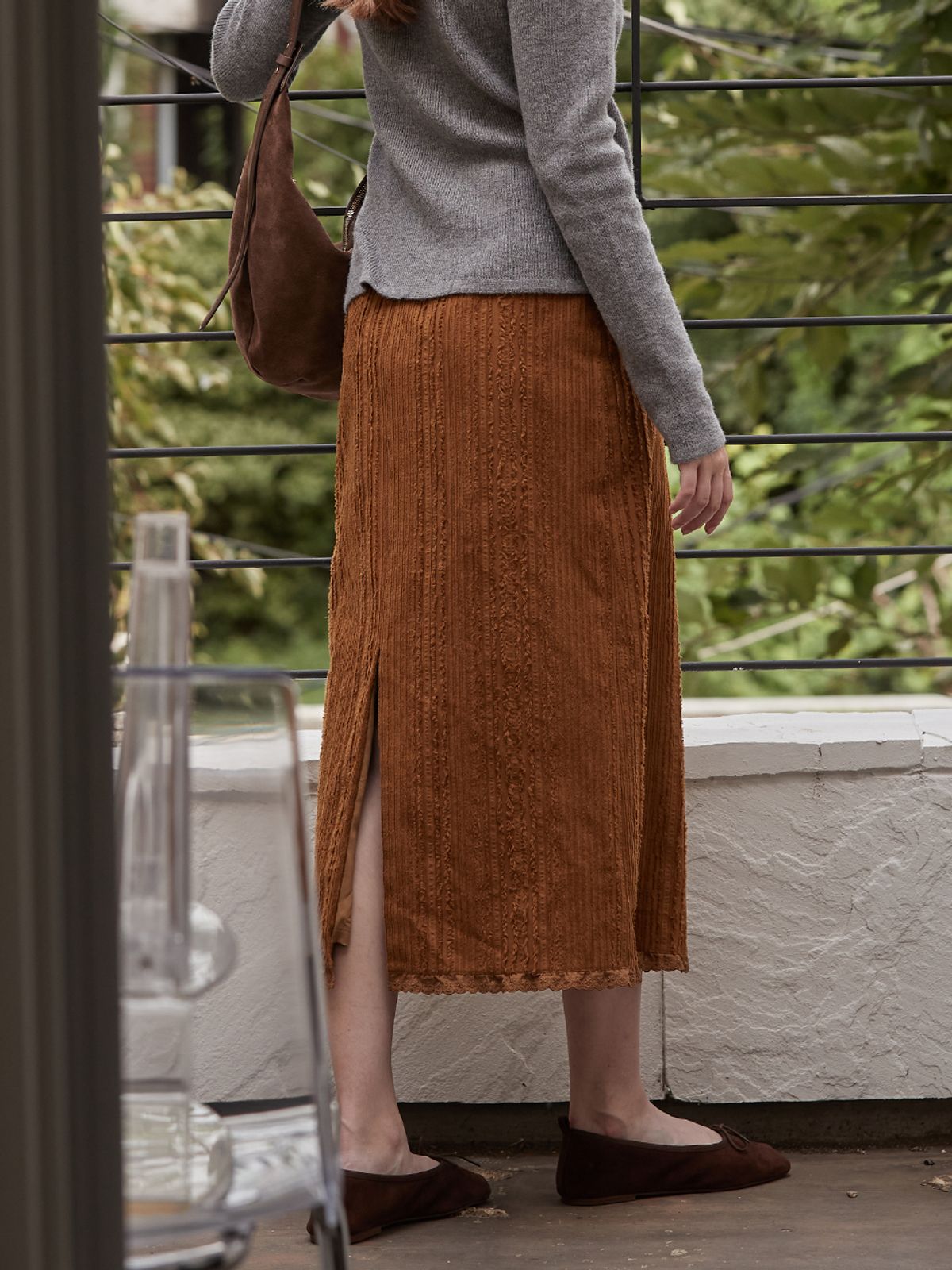 비뮤즈맨션(BEMUSE MANSION) Fringe lace frill skirt - Olive Brown