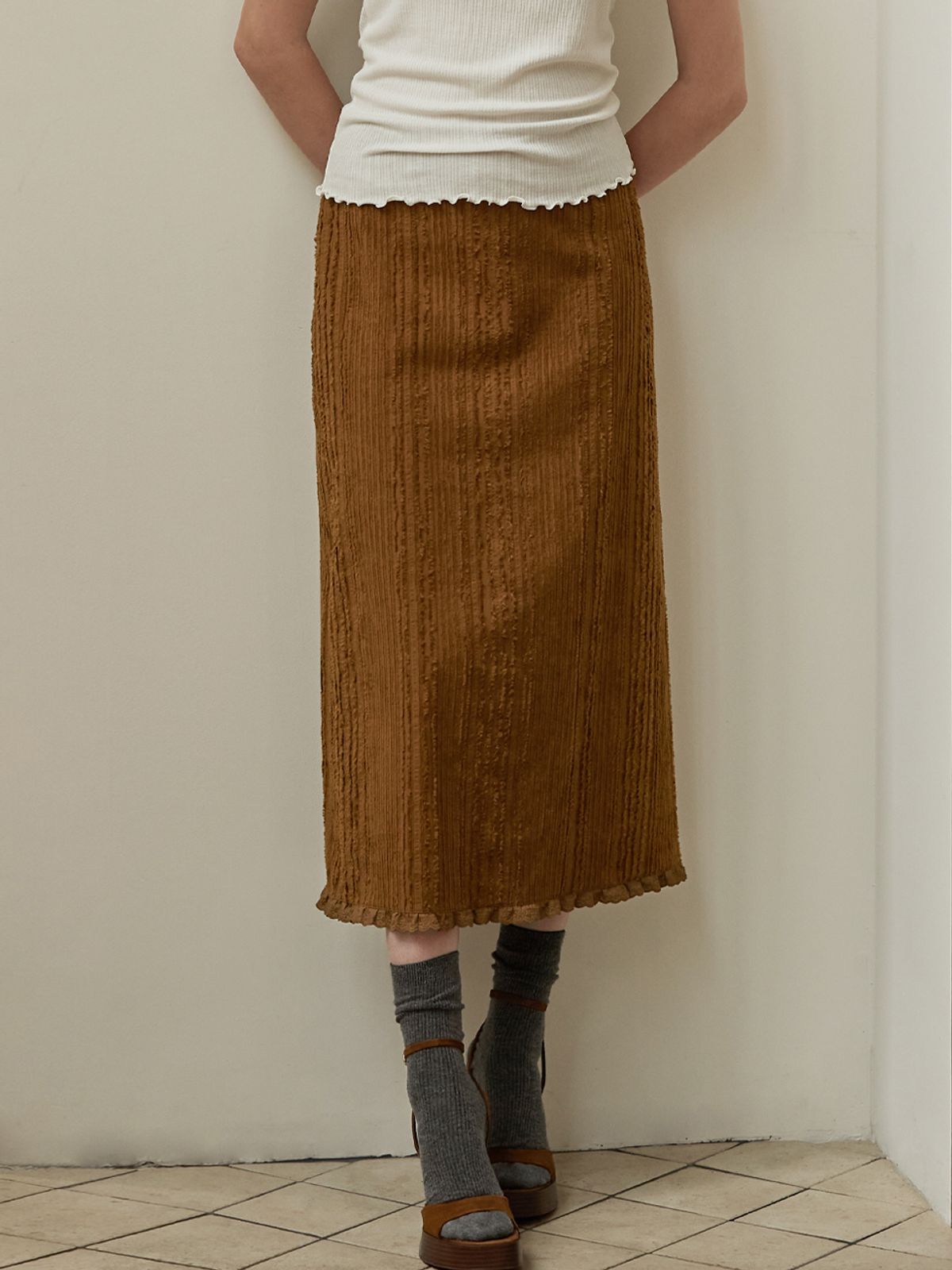 비뮤즈맨션(BEMUSE MANSION) Fringe lace frill skirt - Off white