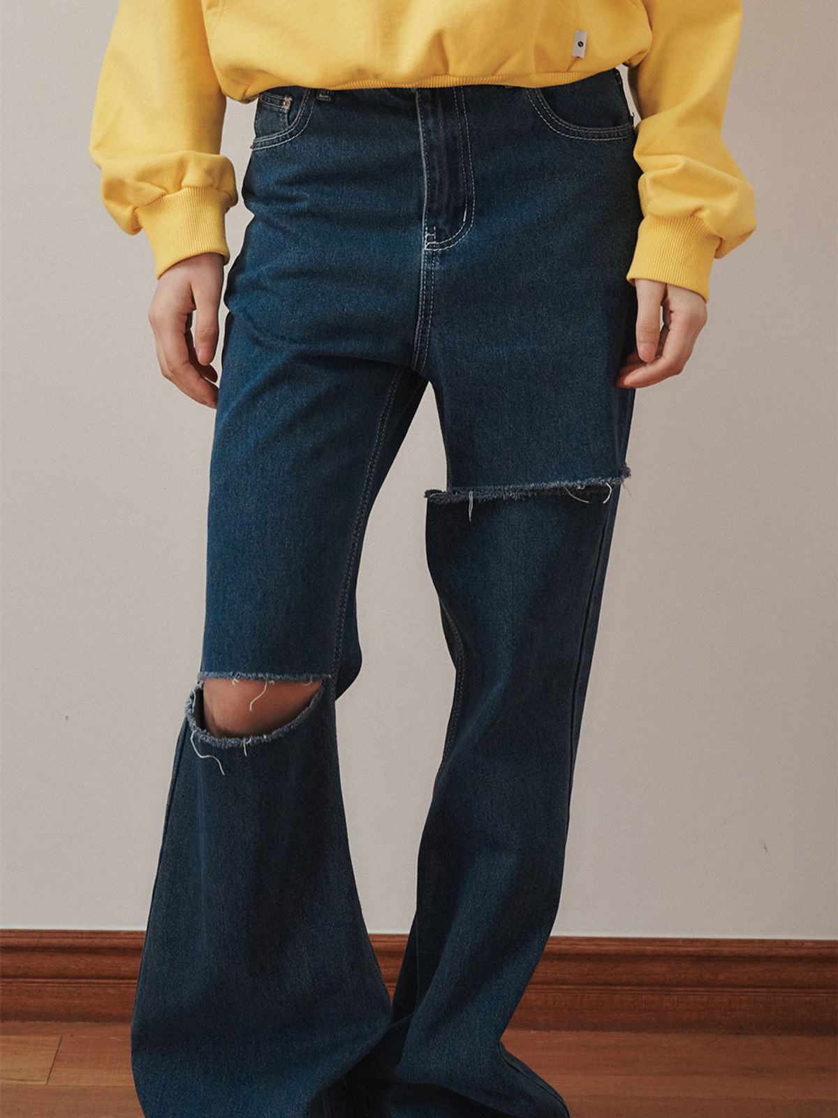 플리즈프로젝트(PLZPROJECT) RELAXED BOOT CUT DENIM, BLUE