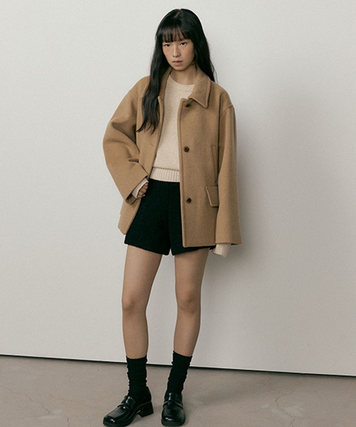 링서울(LINGSEOUL) standard wool half coat-camel