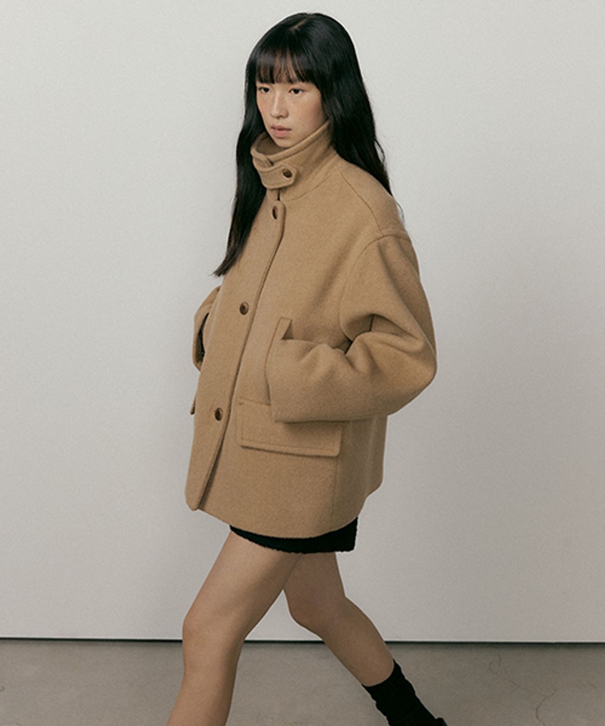 링서울(LINGSEOUL) standard wool half coat-camel