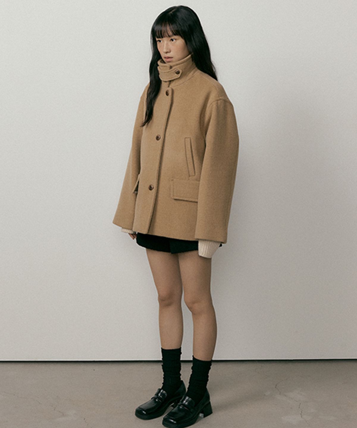 링서울(LINGSEOUL) standard wool half coat-camel