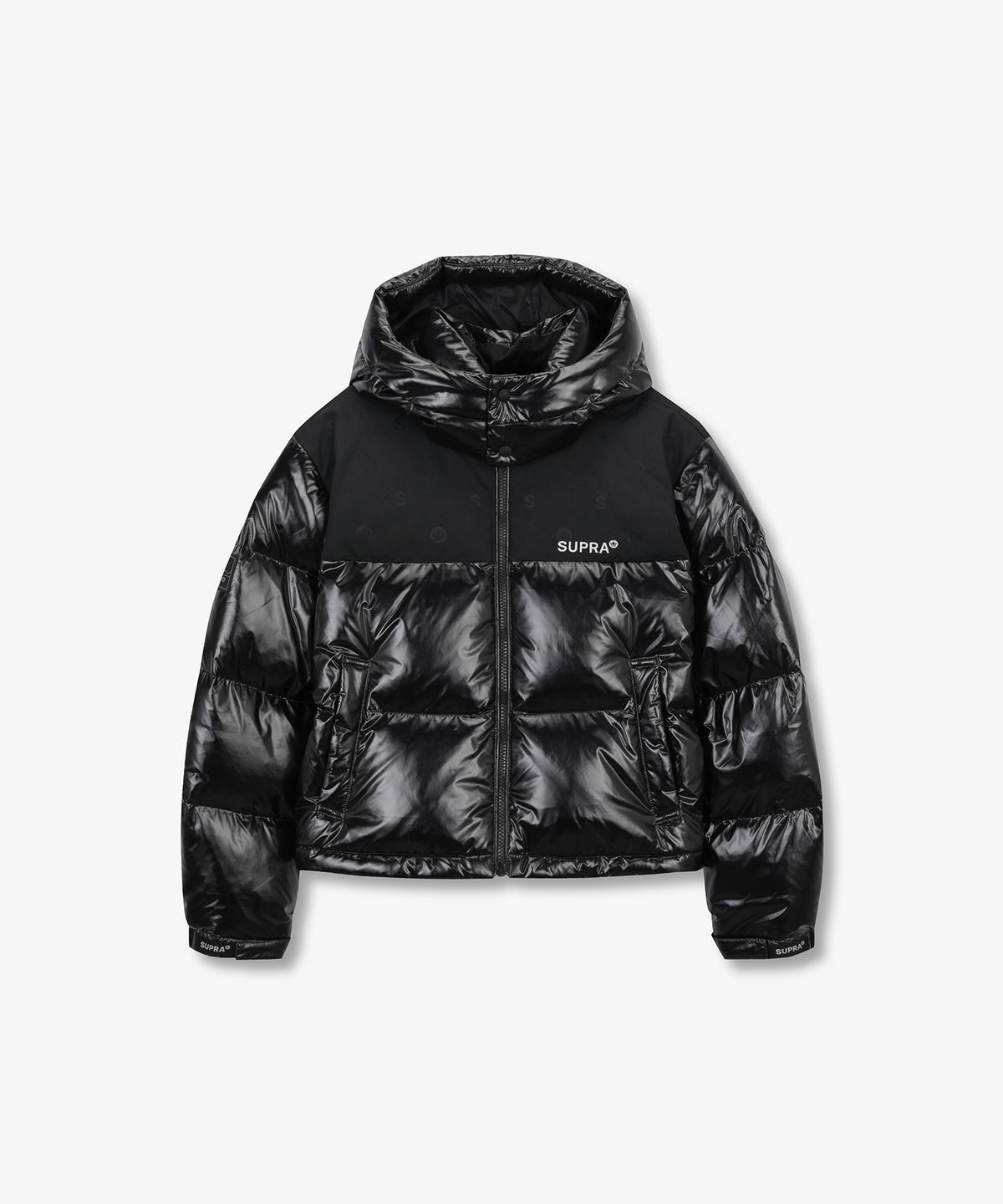 수프라(SUPRA) 여성 자가드 배색 숏 다운 자켓(BLACK)