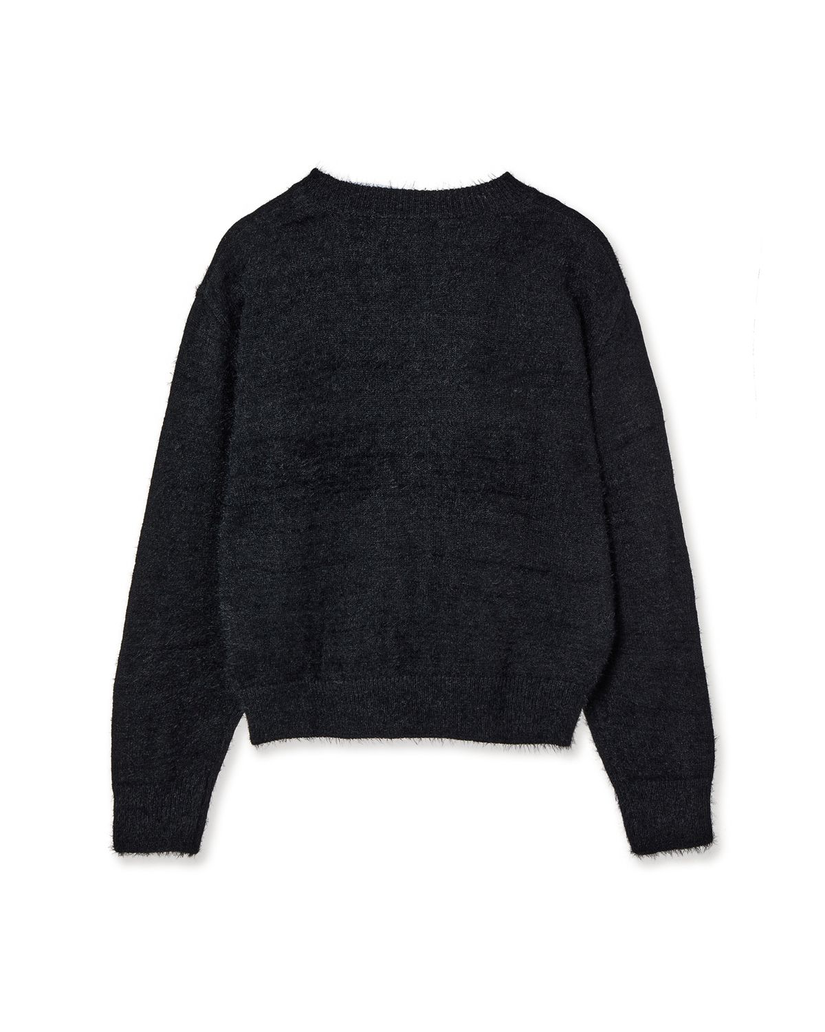 에이이에이이(AEAE) WEB LOGO CROP HAIRY KNIT [BLACK]