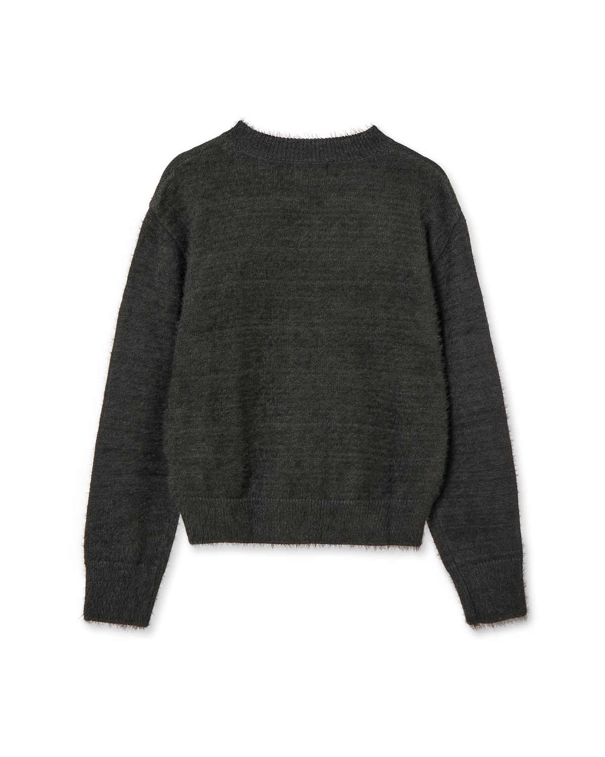 에이이에이이(AEAE) WEB LOGO CROP HAIRY KNIT [CHARCOAL]