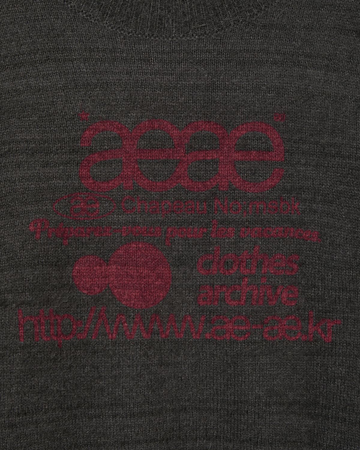 에이이에이이(AEAE) WEB LOGO CROP HAIRY KNIT [CHARCOAL]