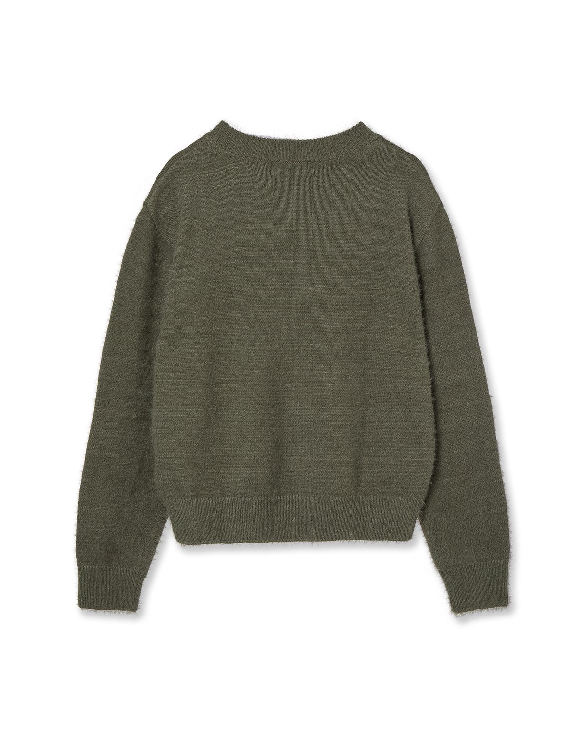 에이이에이이(AEAE) WEB LOGO CROP HAIRY KNIT [KHAKI]