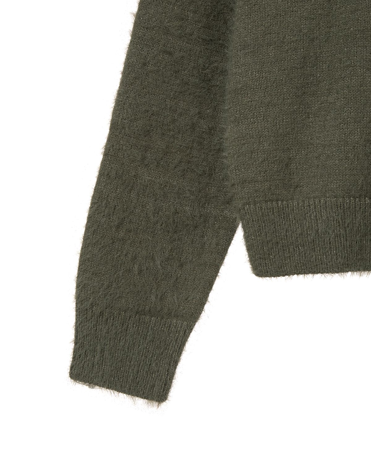 에이이에이이(AEAE) WEB LOGO CROP HAIRY KNIT [KHAKI]
