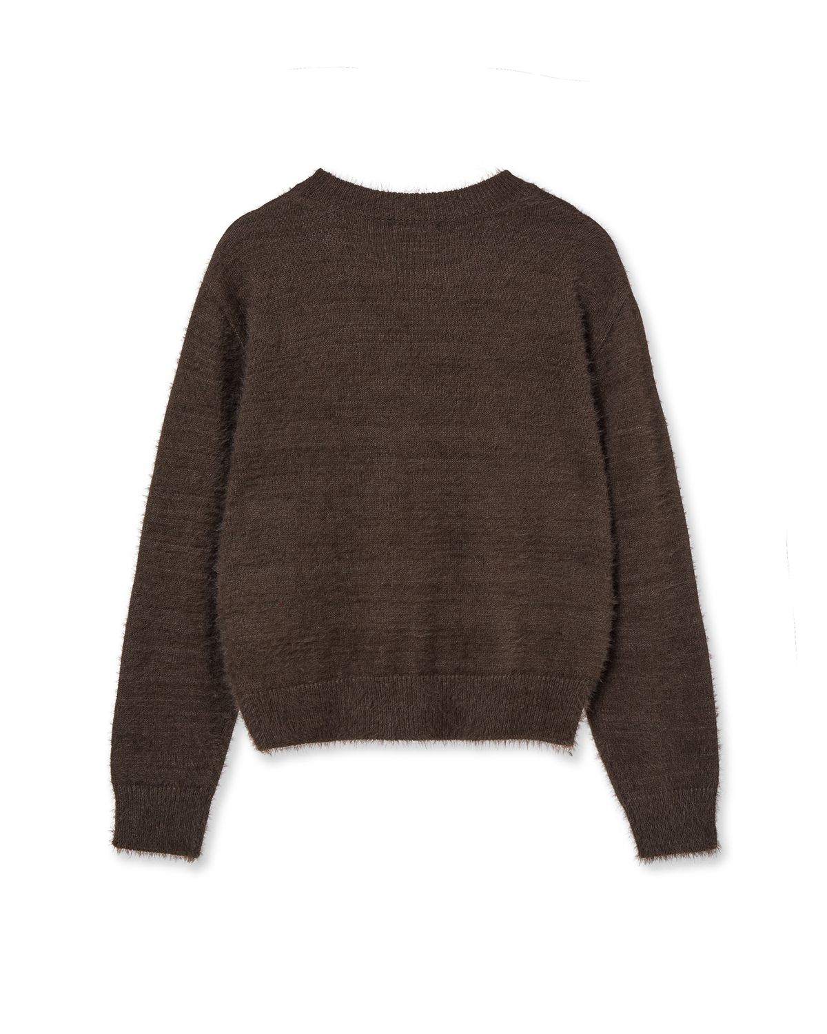 에이이에이이(AEAE) WEB LOGO CROP HAIRY KNIT [BROWN]