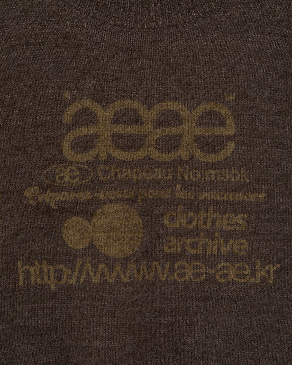 에이이에이이(AEAE) WEB LOGO CROP HAIRY KNIT [BROWN]