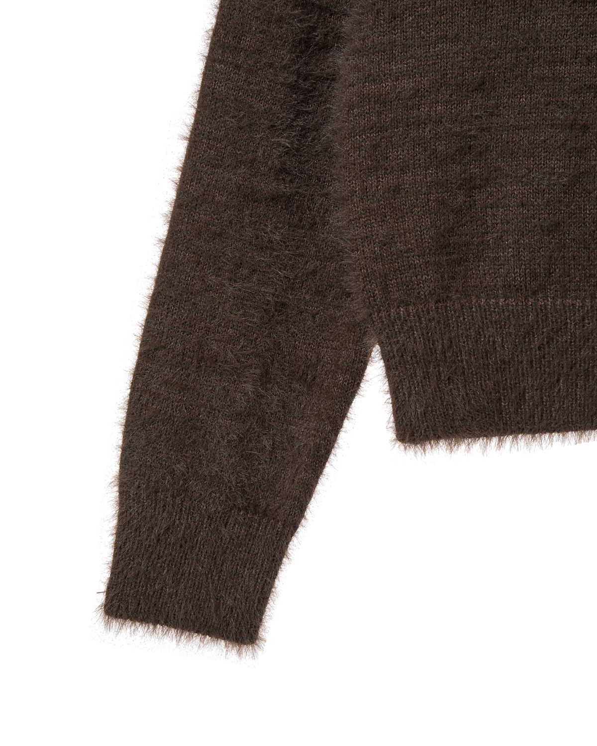 에이이에이이(AEAE) WEB LOGO CROP HAIRY KNIT [BROWN]