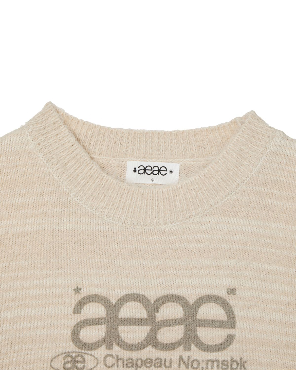 에이이에이이(AEAE) WEB LOGO CROP HAIRY KNIT [IVORY]